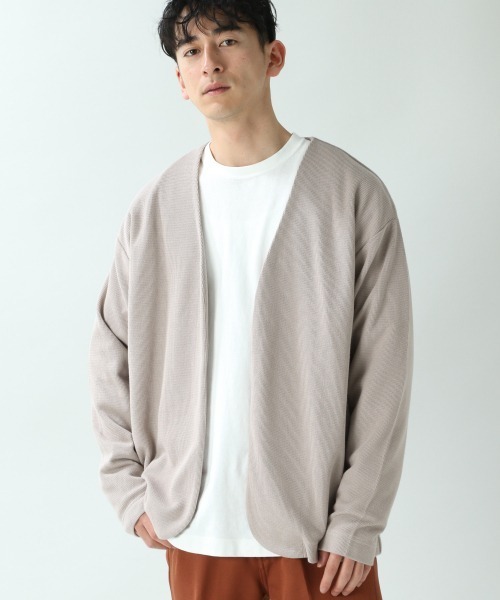 RAGEBLUE（レイジブルー）の「配色ノーカラーカーデ/870722（カーディガン/ボレロ・メンズ・ライトグレー/ベージュ/ネイビー/ブラウン・SMALL/MEDIUM/LARGE）」の8枚目の写真