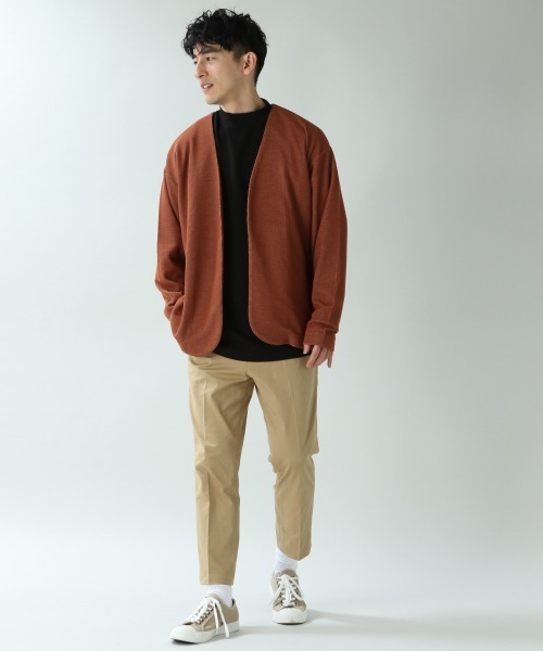 RAGEBLUE（レイジブルー）の「配色ノーカラーカーデ/870722（カーディガン/ボレロ・メンズ・ライトグレー/ベージュ/ネイビー/ブラウン・SMALL/MEDIUM/LARGE）」の9枚目の写真