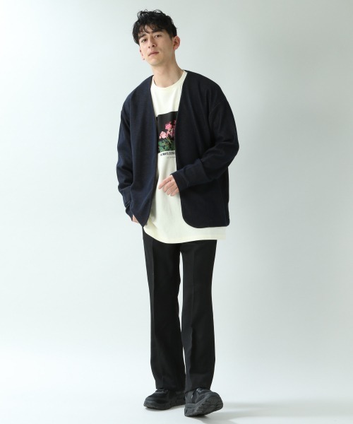 RAGEBLUE（レイジブルー）の「配色ノーカラーカーデ/870722（カーディガン/ボレロ・メンズ・ライトグレー/ベージュ/ネイビー/ブラウン・SMALL/MEDIUM/LARGE）」の11枚目の写真