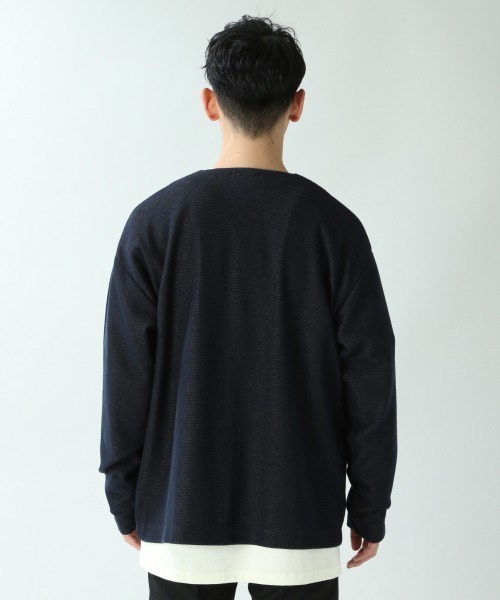 RAGEBLUE（レイジブルー）の「配色ノーカラーカーデ/870722（カーディガン/ボレロ・メンズ・ライトグレー/ベージュ/ネイビー/ブラウン・SMALL/MEDIUM/LARGE）」の14枚目の写真