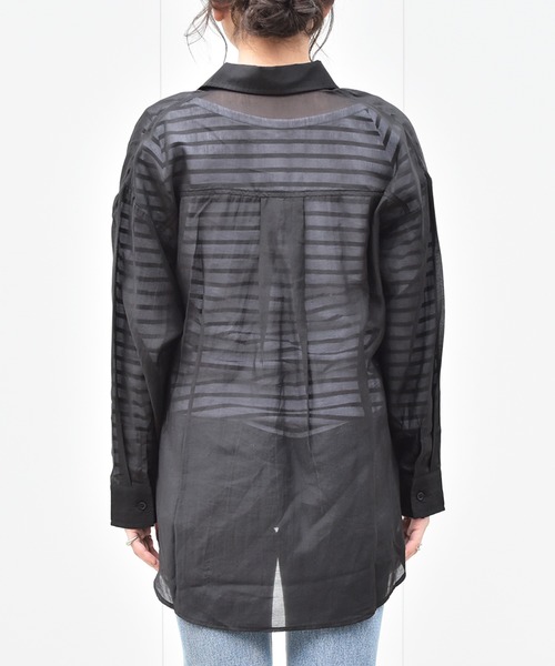 Ambre Neige(アンブルネージュ)の「シアーシャツ/【WEB/EC限定商品】(シャツ/ブラウス・レディース・ブラック/グリーン/ラベンダー・FREE)」の14枚目の写真