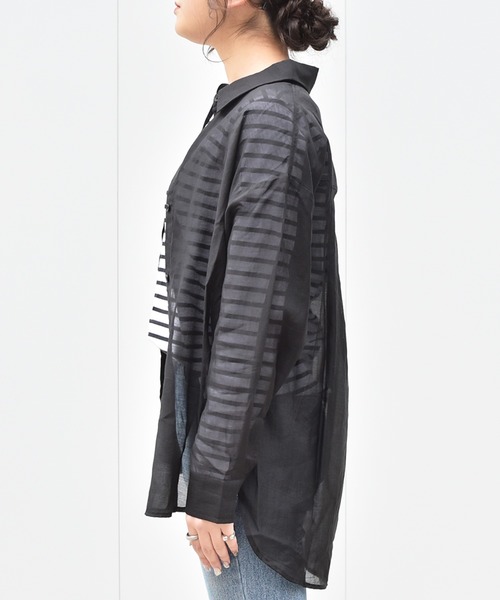 Ambre Neige(アンブルネージュ)の「シアーシャツ/【WEB/EC限定商品】(シャツ/ブラウス・レディース・ブラック/グリーン/ラベンダー・FREE)」の12枚目の写真