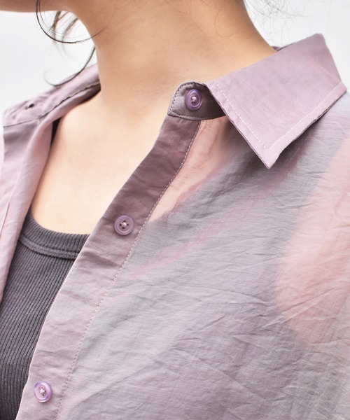 Ambre Neige(アンブルネージュ)の「シアーシャツ/【WEB/EC限定商品】(シャツ/ブラウス・レディース・ブラック/グリーン/ラベンダー・FREE)」の9枚目の写真