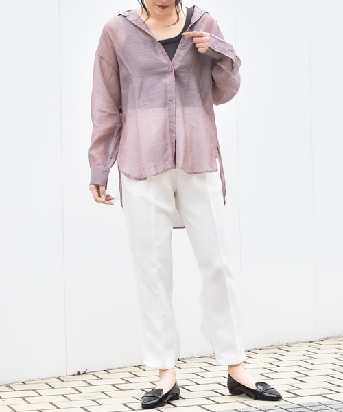 Ambre Neige(アンブルネージュ)の「シアーシャツ/【WEB/EC限定商品】(シャツ/ブラウス・レディース・ブラック/グリーン/ラベンダー・FREE)」の7枚目の写真