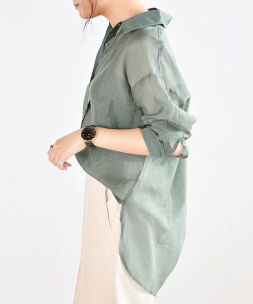 Ambre Neige(アンブルネージュ)の「シアーシャツ/【WEB/EC限定商品】(シャツ/ブラウス・レディース・ブラック/グリーン/ラベンダー・FREE)」の21枚目の写真