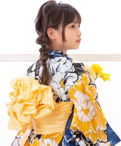 kimonomachi（キモノマチ）の「ガールズ 浴衣帯 しわ兵児帯　女児用　KIMONOMACHI オリジナル　兵児帯　45cm（和装小物・レディース・ホワイト/ブラック/レッド/イエロー/ブラウン系その他/ベージュ系その他/カーキ/ダークネイビー・FREE）」の20枚目の写真