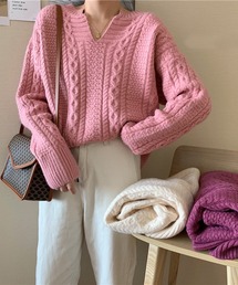 キーネックオーバーニット