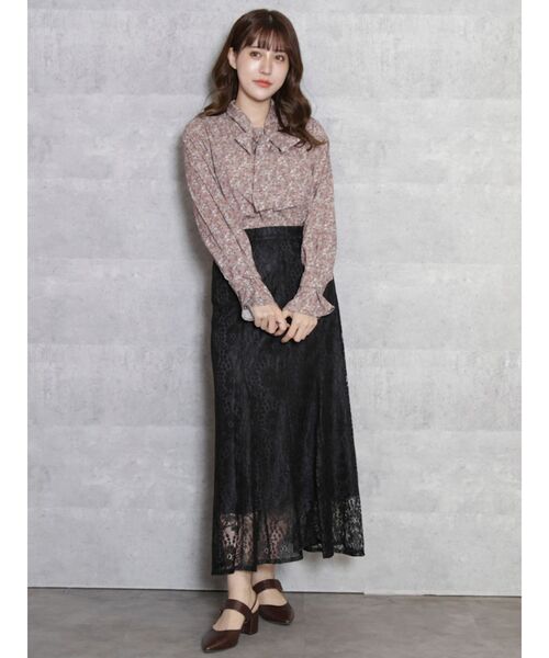 dazzlin（ダズリン）の「ベアフラワーレーススカート（スカート・レディース・オフホワイト/ブラック/ピンク・FREE）」の11枚目の写真