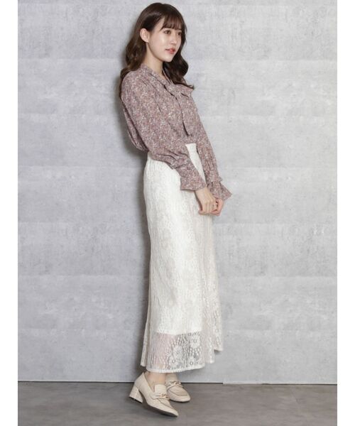 dazzlin（ダズリン）の「ベアフラワーレーススカート（スカート・レディース・オフホワイト/ブラック/ピンク・FREE）」の12枚目の写真