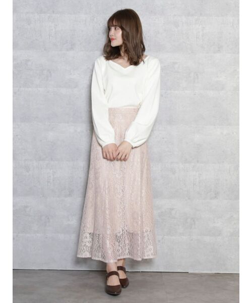 dazzlin（ダズリン）の「ベアフラワーレーススカート（スカート・レディース・オフホワイト/ブラック/ピンク・FREE）」の13枚目の写真