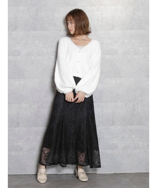 dazzlin（ダズリン）の「ベアフラワーレーススカート（スカート・レディース・オフホワイト/ブラック/ピンク・FREE）」の15枚目の写真