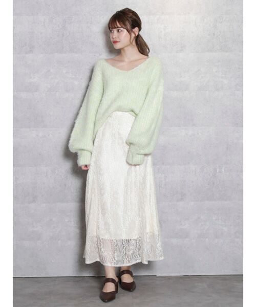 dazzlin（ダズリン）の「ベアフラワーレーススカート（スカート・レディース・オフホワイト/ブラック/ピンク・FREE）」の16枚目の写真