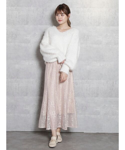 dazzlin（ダズリン）の「ベアフラワーレーススカート（スカート・レディース・オフホワイト/ブラック/ピンク・FREE）」の17枚目の写真