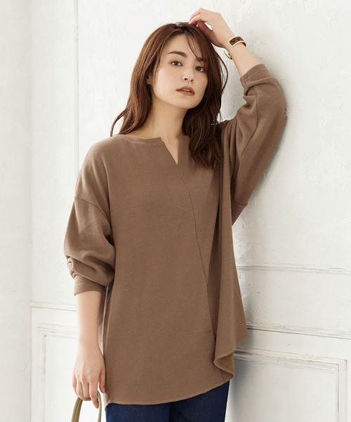 KOBE LETTUCE（コウベレタス）の「[ 裏起毛 ] ライスサーマルキーネックプルオーバートップス（Tシャツ/カットソー・レディース・ブラック/オリーブ/モカ/ライトベージュ・FREE）」の7枚目の写真