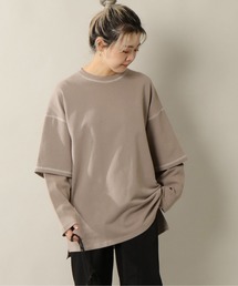 配色ステッチレイヤードロンT
