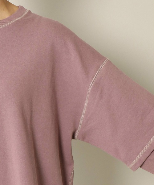 notch.(ノッチ)の「配色ステッチレイヤードロンT(Tシャツ/カットソー・レディース・チャコールグレー/ベージュ/オフホワイト/プラム・M)」の19枚目の写真