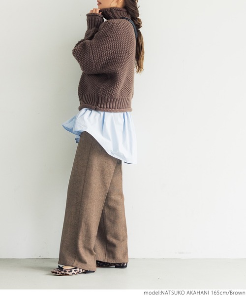 coca(coca)(コカ)の「ヘリンボーン柄パンツ(その他パンツ・レディース・ブラウン・ONE SIZE)」の6枚目の写真