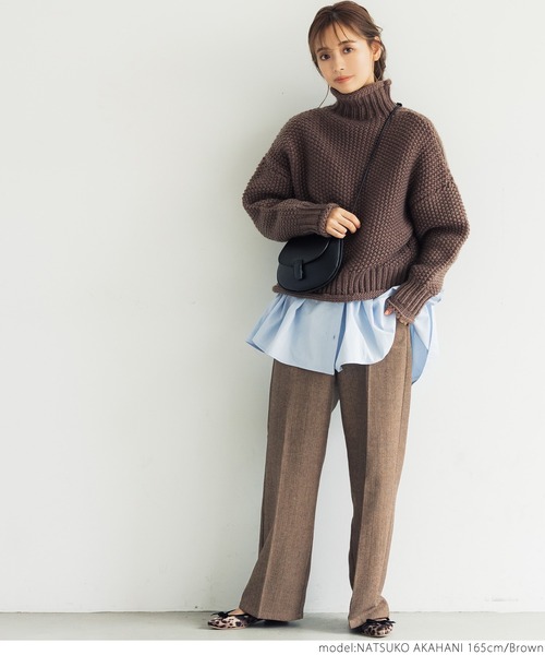 coca(coca)(コカ)の「ヘリンボーン柄パンツ(その他パンツ・レディース・ブラウン・ONE SIZE)」の4枚目の写真