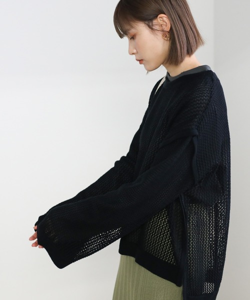 select MOCA(セレクトモカ)の「2021 SS クルーネックリンキングデザインメッシュトップス(Tシャツ/カットソー・レディース・ブラック/ライトグリーン/アイボリー/ラベンダー・FREE)」の8枚目の写真