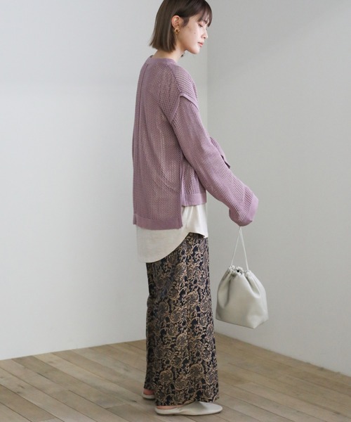 select MOCA(セレクトモカ)の「2021 SS クルーネックリンキングデザインメッシュトップス(Tシャツ/カットソー・レディース・ブラック/ライトグリーン/アイボリー/ラベンダー・FREE)」の10枚目の写真