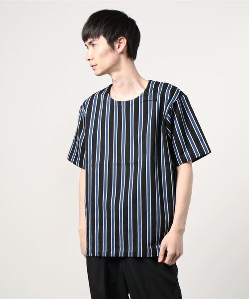 KUON(クオン)の「KUON / 別注 遠州藍織 レジメンタルストライプ プルオーバーシャツ(Tシャツ/カットソー・メンズ・インディゴブルー・MEDIUM/LARGE)」の9枚目の写真