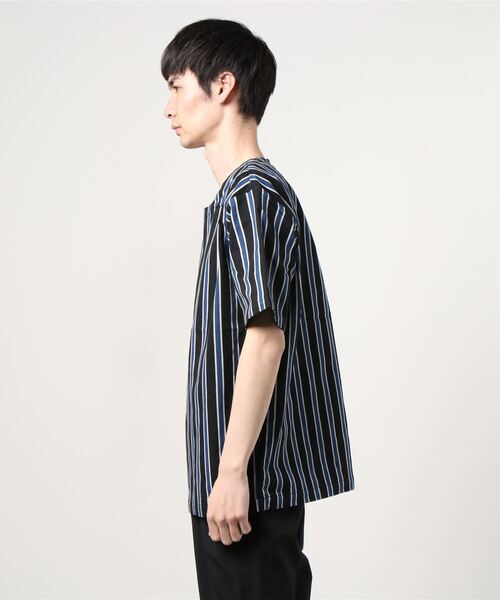 KUON(クオン)の「KUON / 別注 遠州藍織 レジメンタルストライプ プルオーバーシャツ(Tシャツ/カットソー・メンズ・インディゴブルー・MEDIUM/LARGE)」の10枚目の写真