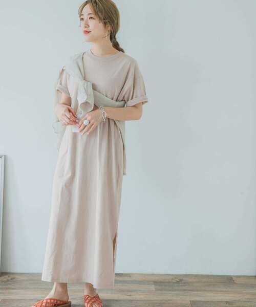 ITEMS URBANRESEARCH（アイテムズ アーバンリサーチ）の「クルーネックカットワンピース（ワンピース・レディース・グレー系その他/オフホワイト/グリーン系その他・FREE）」の2枚目の写真