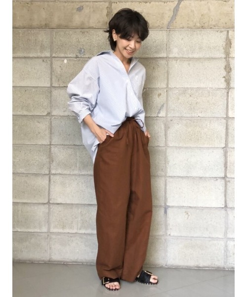 セール】リネンブレンド ワイドパンツ（その他パンツ）｜GAP