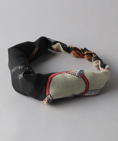 manipuri（マニプリ）の「manipuri モノスカーフヘアバンド（ヘアバンド・レディース・ブラック/オフホワイト・FREE）」の2枚目の写真