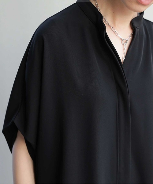 antiqua(アンティカ)の「比翼仕立てスキッパーシャツ(シャツ/ブラウス・レディース・グリーン系その他/ブラック/オフホワイト・FREE)」の19枚目の写真