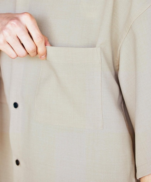 BARK MANHATTAN（バークマンハッタン）の「【セットアップ】テックリネン オーバーサイズ 半袖CPOシャツ レギュラカラーシャツ＆イージーシェフパンツ（セットアップ・メンズ・ブラック/ベージュ/ネイビー/モスグリーン/ブラウン系その他/ベージュ系その他/グレイッシュブルー・M/L）」の16枚目の写真