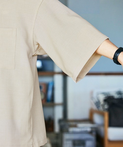 BARK MANHATTAN（バークマンハッタン）の「【セットアップ】テックリネン オーバーサイズ 半袖CPOシャツ レギュラカラーシャツ＆イージーシェフパンツ（セットアップ・メンズ・ブラック/ベージュ/ネイビー/モスグリーン/ブラウン系その他/ベージュ系その他/グレイッシュブルー・M/L）」の18枚目の写真