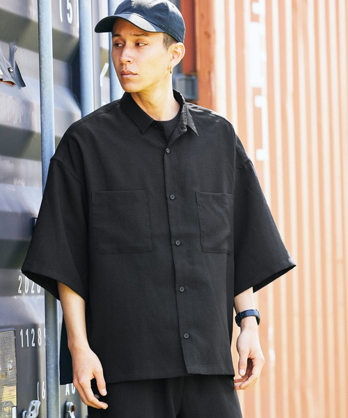 BARK MANHATTAN（バークマンハッタン）の「【セットアップ】テックリネン オーバーサイズ 半袖CPOシャツ レギュラカラーシャツ＆イージーシェフパンツ（セットアップ・メンズ・ブラック/ベージュ/ネイビー/モスグリーン/ブラウン系その他/ベージュ系その他/グレイッシュブルー・M/L）」の21枚目の写真