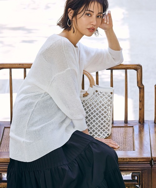 新作新品モデル 大草直子さんコラボ セール Own 5th Own 5th Shop Collection アシンメトリールーズニット ニット セーター Lautreamont ロートレアモン のファッション