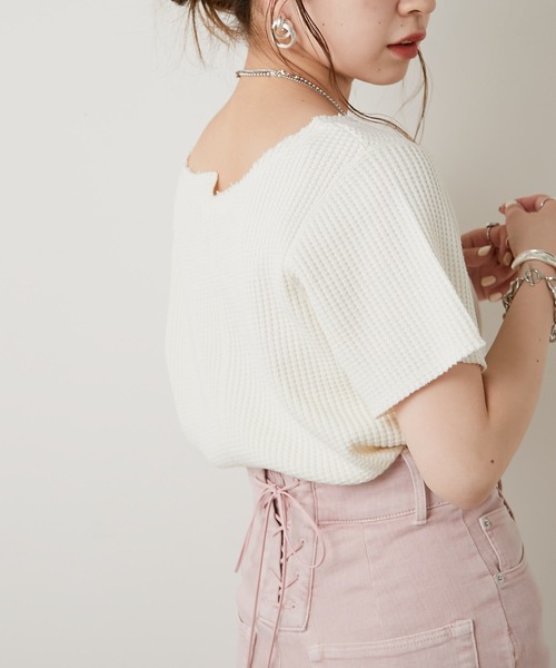 Chico(チコ)の「ダメージワッフルTシャツ(Tシャツ/カットソー・レディース・ホワイト/ブラック/グレー/ピンク・FREE)」の13枚目の写真