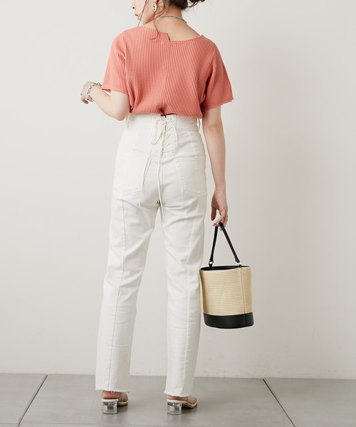 Chico(チコ)の「ダメージワッフルTシャツ(Tシャツ/カットソー・レディース・ホワイト/ブラック/グレー/ピンク・FREE)」の16枚目の写真