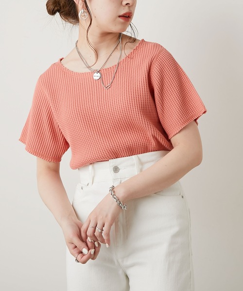 Chico(チコ)の「ダメージワッフルTシャツ(Tシャツ/カットソー・レディース・ホワイト/ブラック/グレー/ピンク・FREE)」の17枚目の写真