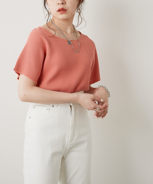 Chico(チコ)の「ダメージワッフルTシャツ(Tシャツ/カットソー・レディース・ホワイト/ブラック/グレー/ピンク・FREE)」の18枚目の写真