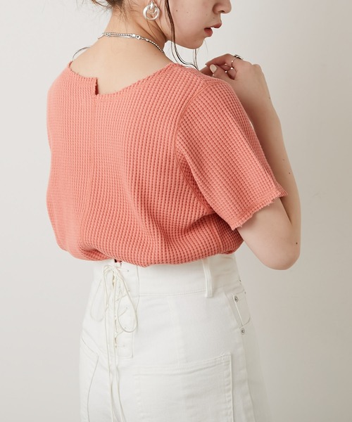 Chico(チコ)の「ダメージワッフルTシャツ(Tシャツ/カットソー・レディース・ホワイト/ブラック/グレー/ピンク・FREE)」の19枚目の写真