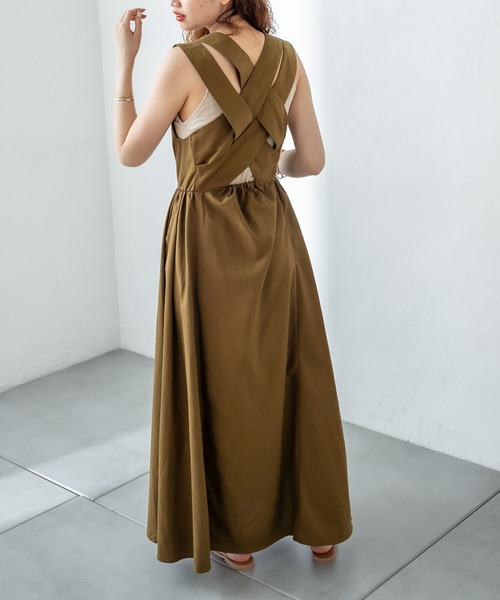 mystic（ミスティック）の「BACKクロスワンピース（ワンピース・レディース・アイボリー/ブラック/オリーブ/ブルー/オレンジ・FREE）」の4枚目の写真