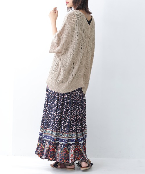 osharewalker（オシャレウォーカー）の「【廃盤】『前後2wayスラブヤーンニットカーディガン』（カーディガン/ボレロ・レディース・ベージュ/ラベンダー/ダークネイビー/チャコール/グレイッシュブルー・FREE）」の9枚目の写真