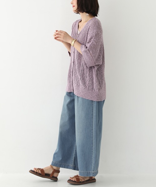 osharewalker（オシャレウォーカー）の「【廃盤】『前後2wayスラブヤーンニットカーディガン』（カーディガン/ボレロ・レディース・ベージュ/ラベンダー/ダークネイビー/チャコール/グレイッシュブルー・FREE）」の21枚目の写真