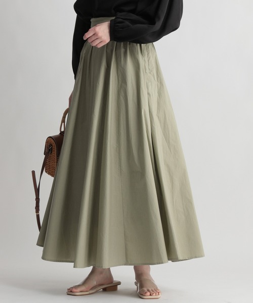 Andemiu(アンデミュウ)の「ギャザーフレアスカート948822(スカート・レディース・ホワイト/ブラック/ベージュ/カーキ/ピンク/その他/ライトグレー・FREE)」の6枚目の写真