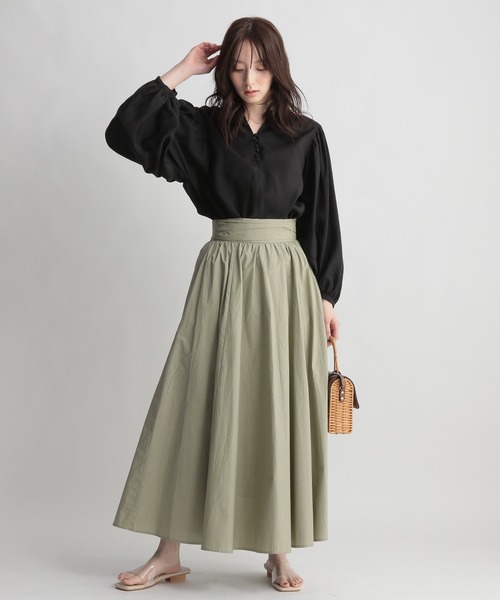 Andemiu(アンデミュウ)の「ギャザーフレアスカート948822(スカート・レディース・ホワイト/ブラック/ベージュ/カーキ/ピンク/その他/ライトグレー・FREE)」の14枚目の写真