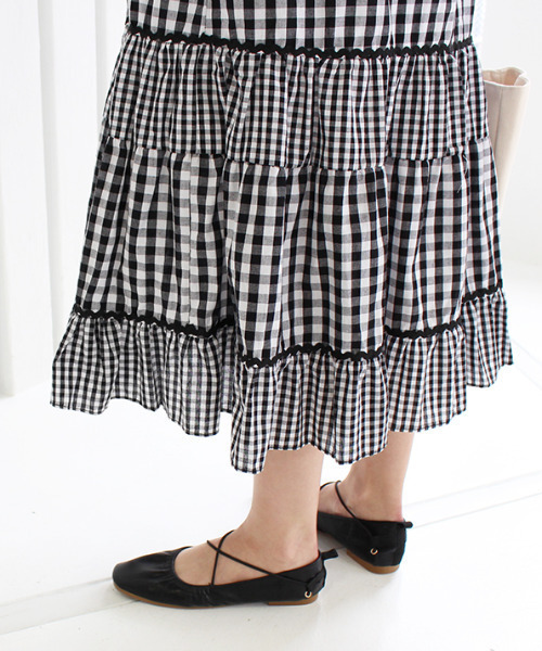 MODE ROBE（モードローブ）の「ギンガムチェックティアードスカート  
