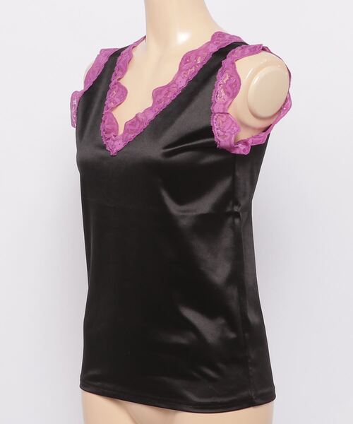 Romansual（ロマンシュアル）の「Romansual/レースサテンタンクトップ（タンクトップ・レディース・ブラック/パープル・FREE）」の11枚目の写真
