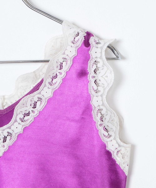 Romansual（ロマンシュアル）の「Romansual/レースサテンタンクトップ（タンクトップ・レディース・ブラック/パープル・FREE）」の8枚目の写真
