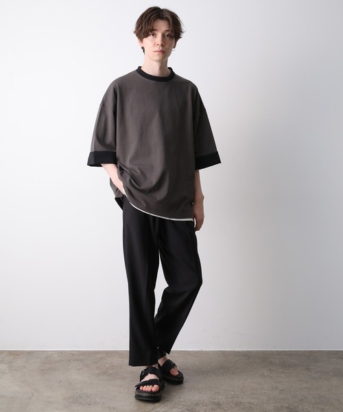 JUNRED（ジュンレッド）の「ロールアップワイドTEE（Tシャツ/カットソー・メンズ・ホワイト/チャコールグレー・M/L）」の8枚目の写真