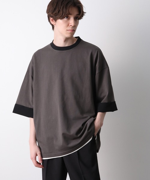 JUNRED（ジュンレッド）の「ロールアップワイドTEE（Tシャツ/カットソー・メンズ・ホワイト/チャコールグレー・M/L）」の16枚目の写真