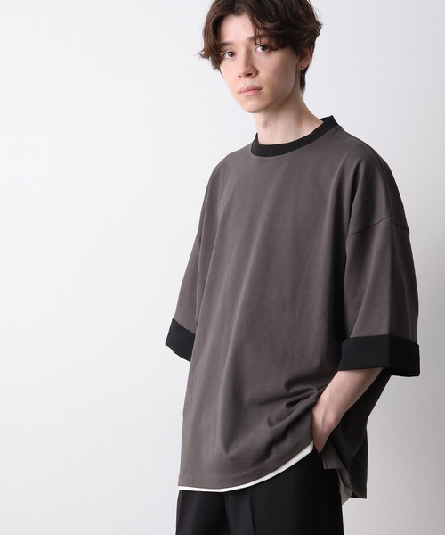 JUNRED（ジュンレッド）の「ロールアップワイドTEE（Tシャツ/カットソー・メンズ・ホワイト/チャコールグレー・M/L）」の12枚目の写真